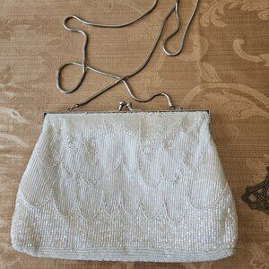 NWOT Bridal Beaded Clutch/Should Strap Bag